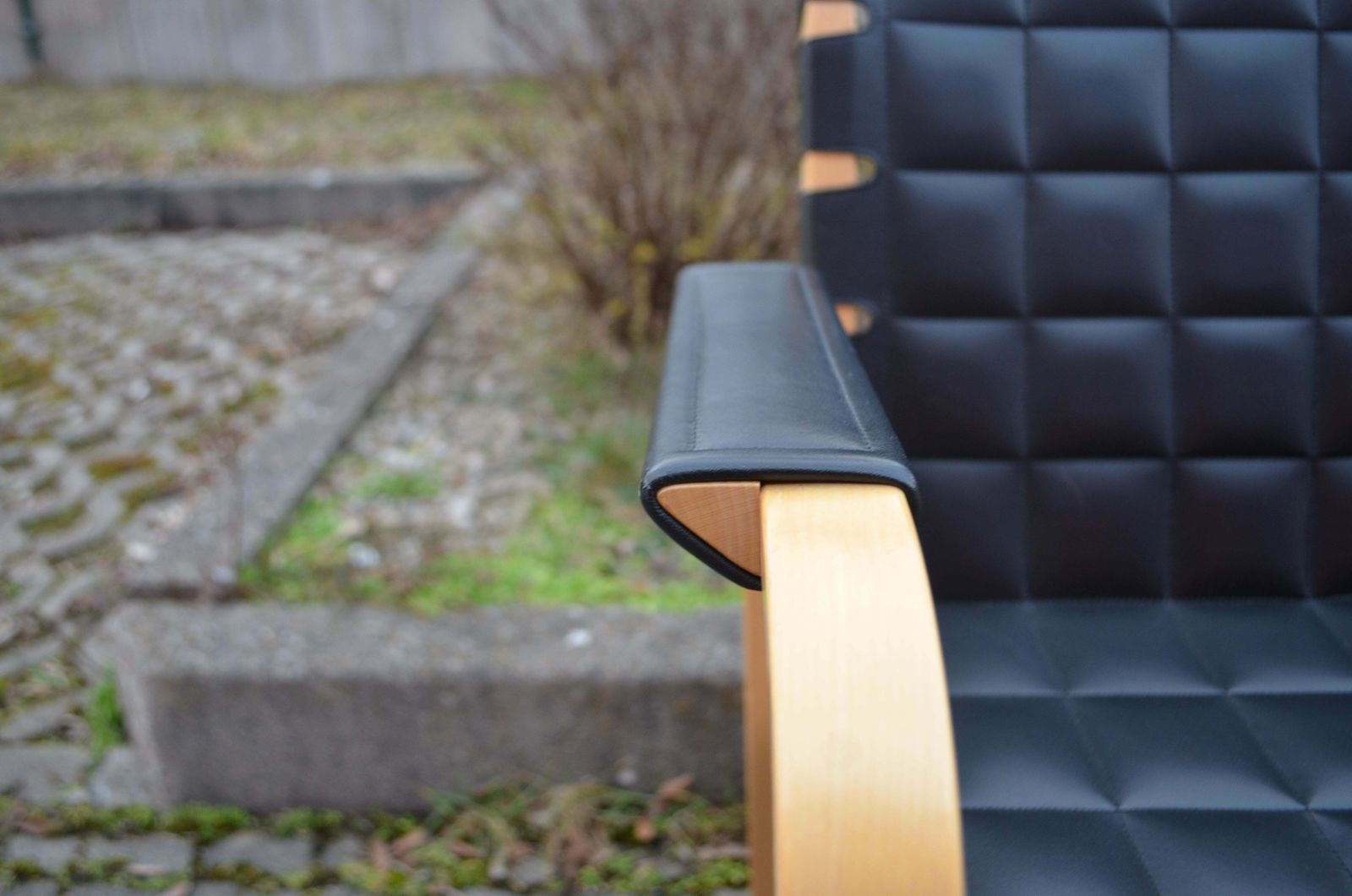 3176.0 Alvar Aalto For Artek Model 45 Armchair Chair Black Leather 1 Of 6 photo