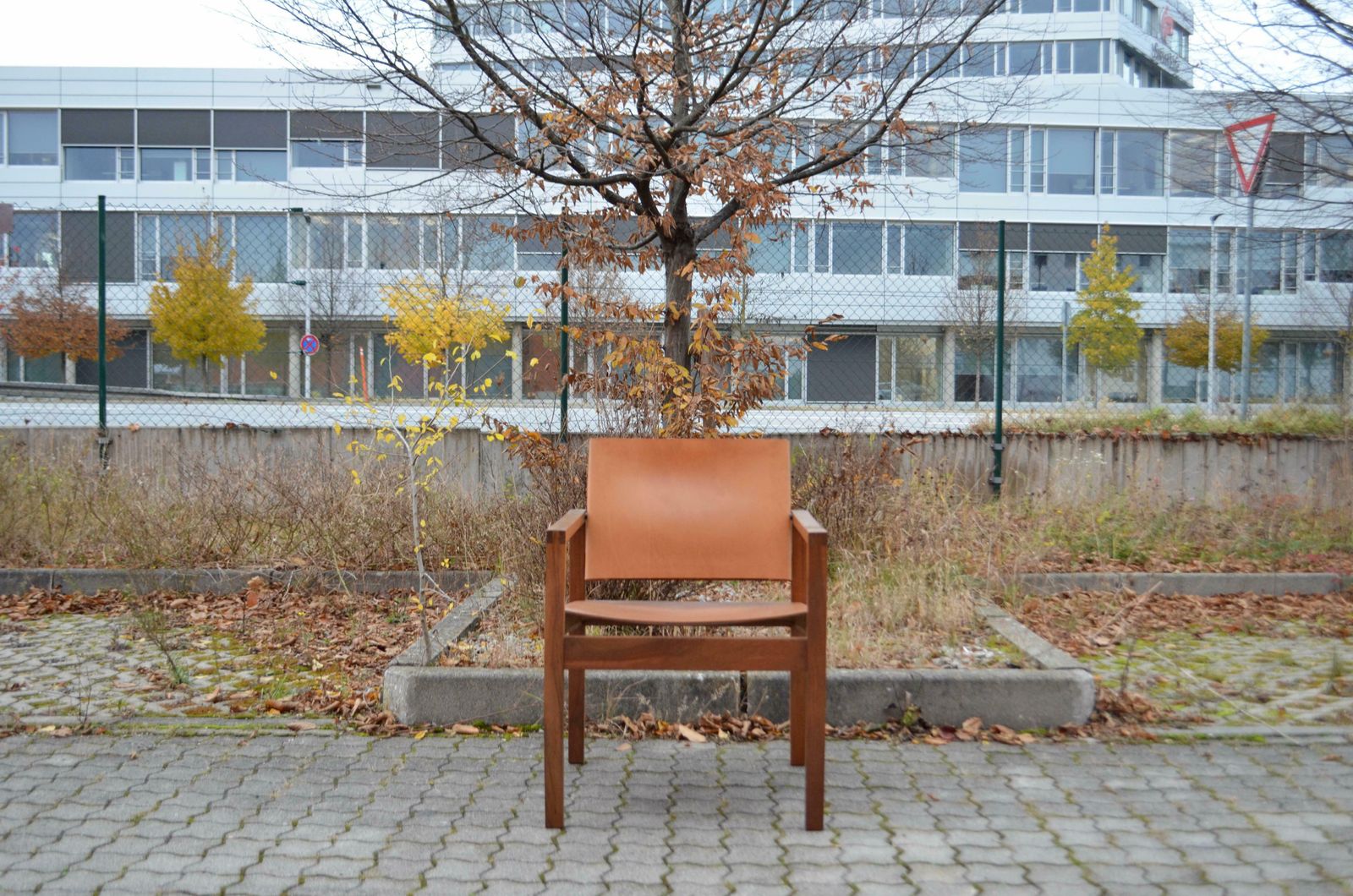 photo for sale Bauhaus Era Minimalist Modernist Cognac Saddle Leather Lounge Chair Armchair
