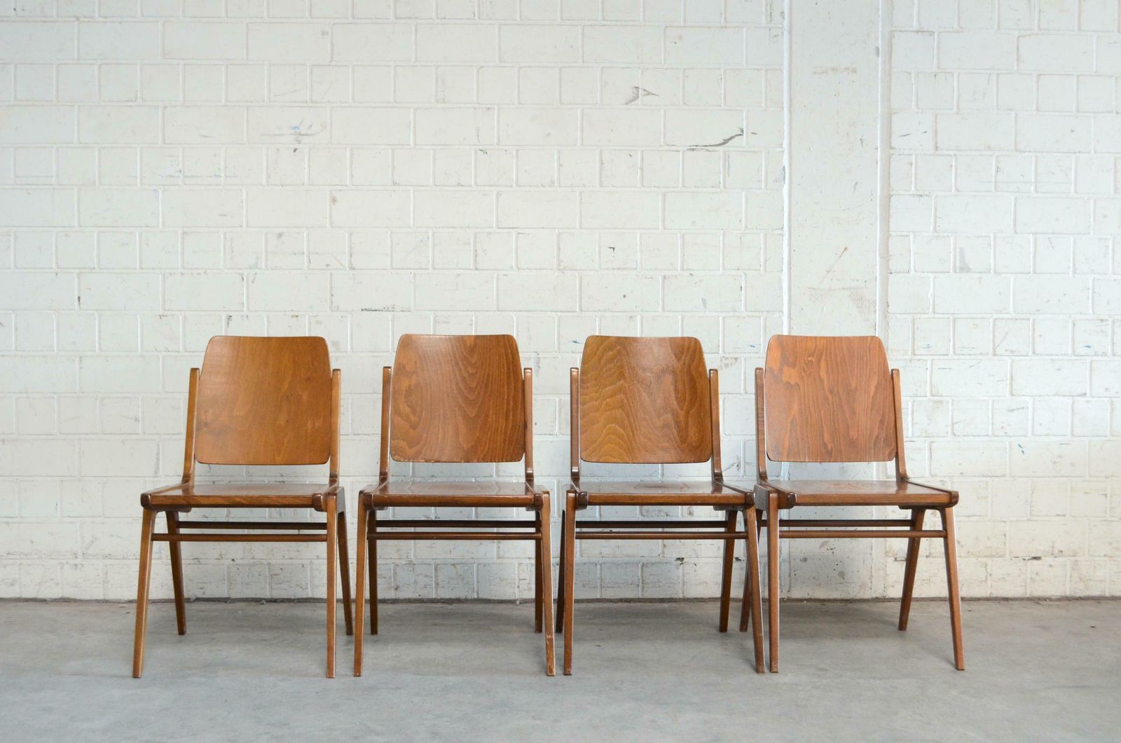 4 Set Of Original Austro Chairs By Franz Schuster For Wiesner Hager Austria 1959 photo furniture
