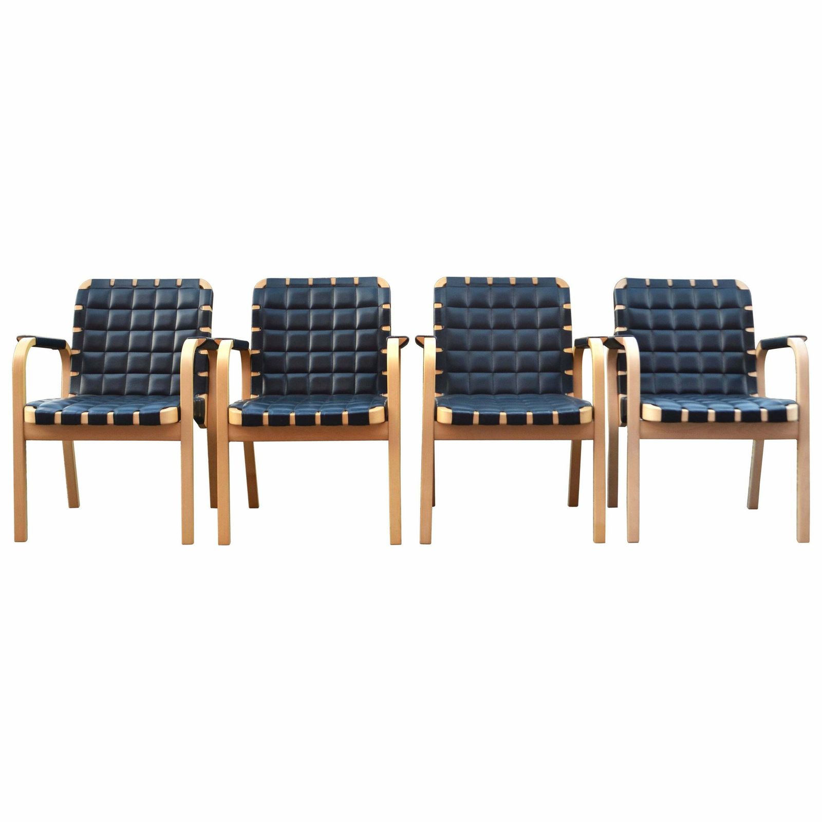 Alvar Aalto For Artek Model 45 Armchair Chair Black Leather 1 Of 4
