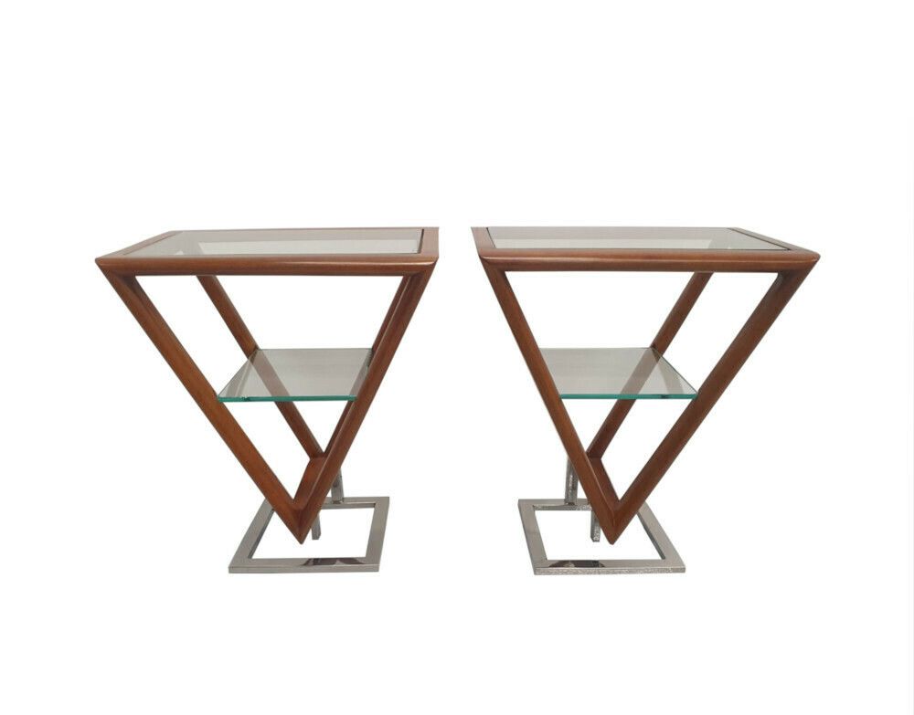 A Stunning Pair Of Side Tables In The Art Deco Design