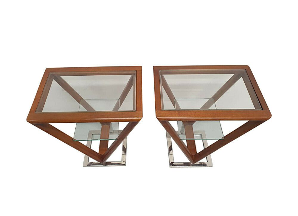 A Stunning Pair Of Side Tables In The Art Deco Design photo Furniture