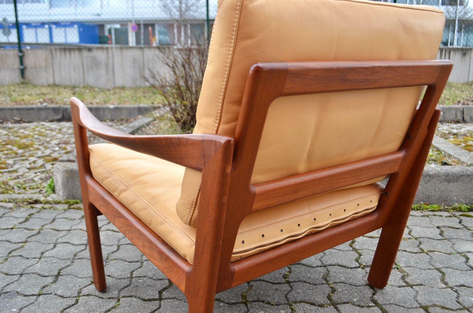 Illum Wikkelsø Wikkelsoe Leather Teak Armchair Chair Ocher Niels Eilersen 1 Of 3 photo Furniture
