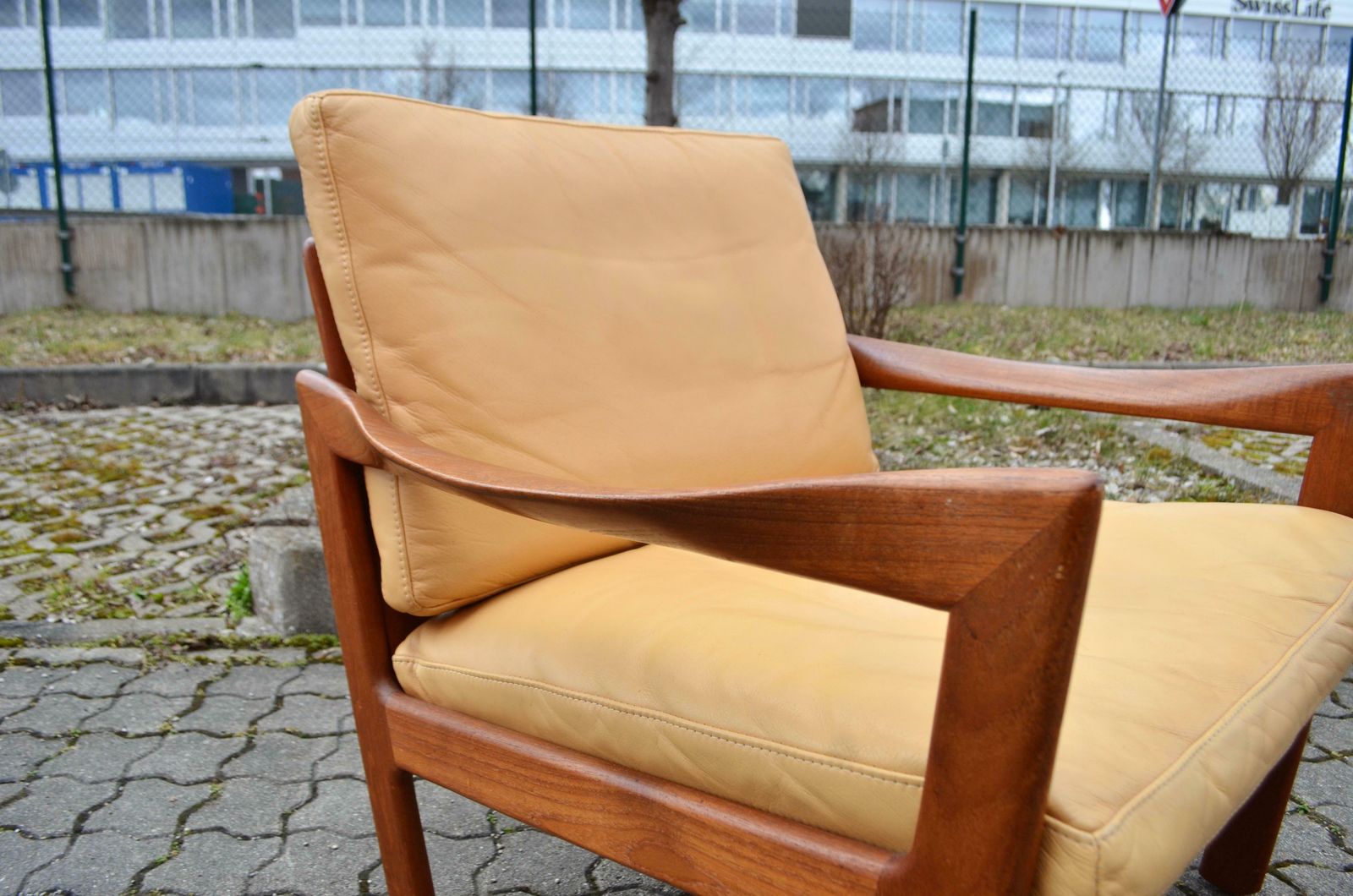 Illum Wikkelsø Wikkelsoe Leather Teak Armchair Chair Ocher Niels Eilersen 1 Of 3 photo 2115.0