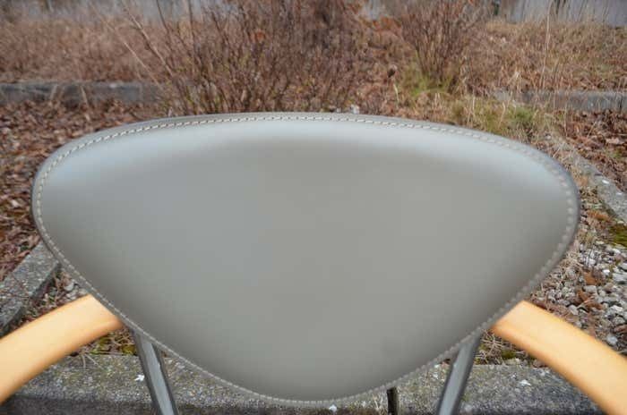 Arrben Italy Modern Grey Saddle Leather Dining Chair Model Marylin, Set Of 4 photo buy