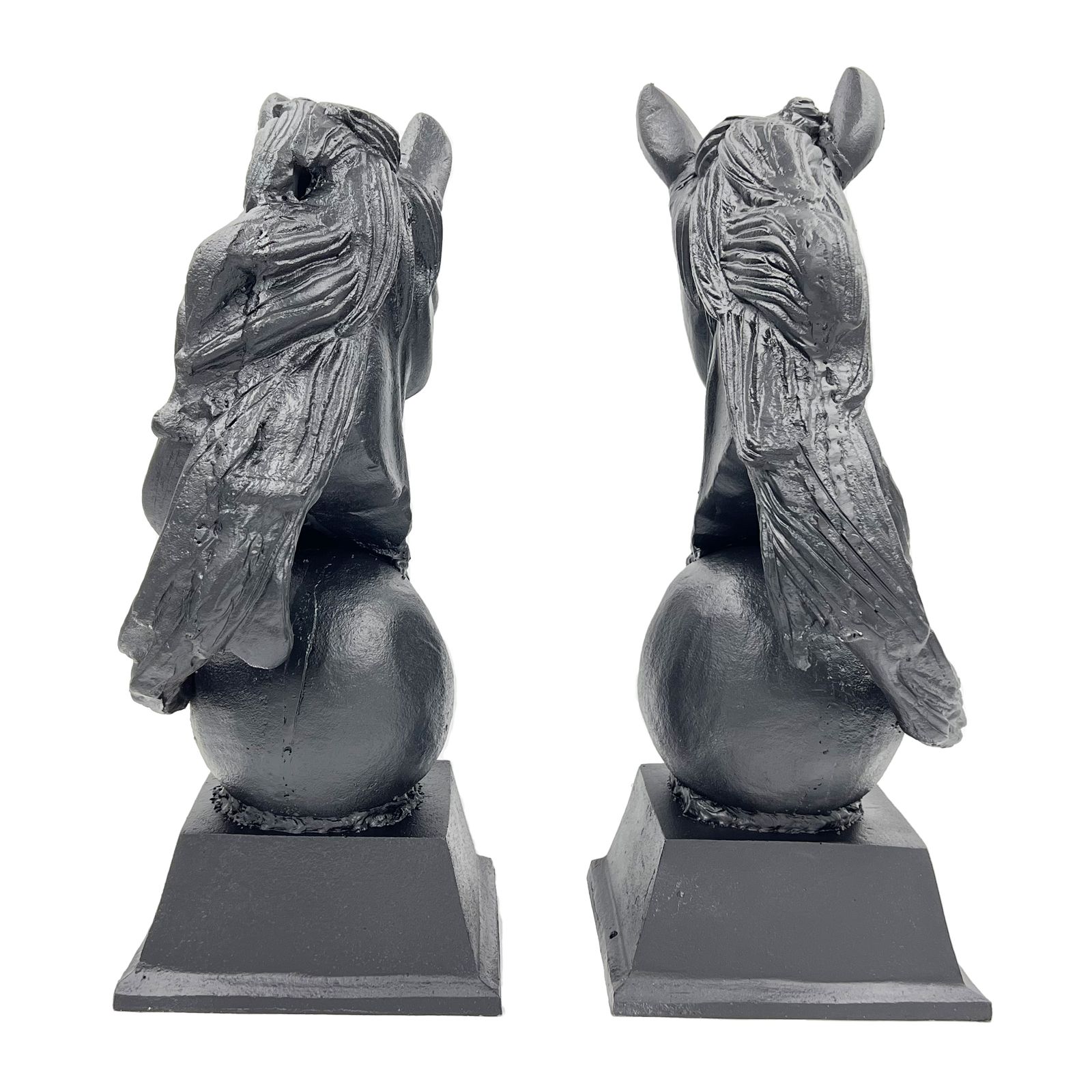Matching Pair Of Metal Horse Busts, Mid 20th Century photo for sale