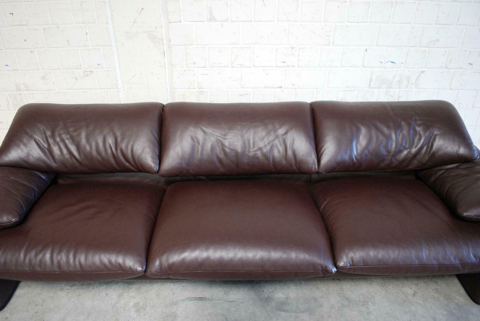 Cassina Maralunga Ensemble Leather Sofa And 2 Chairs And 1 Ottoman photo vintage