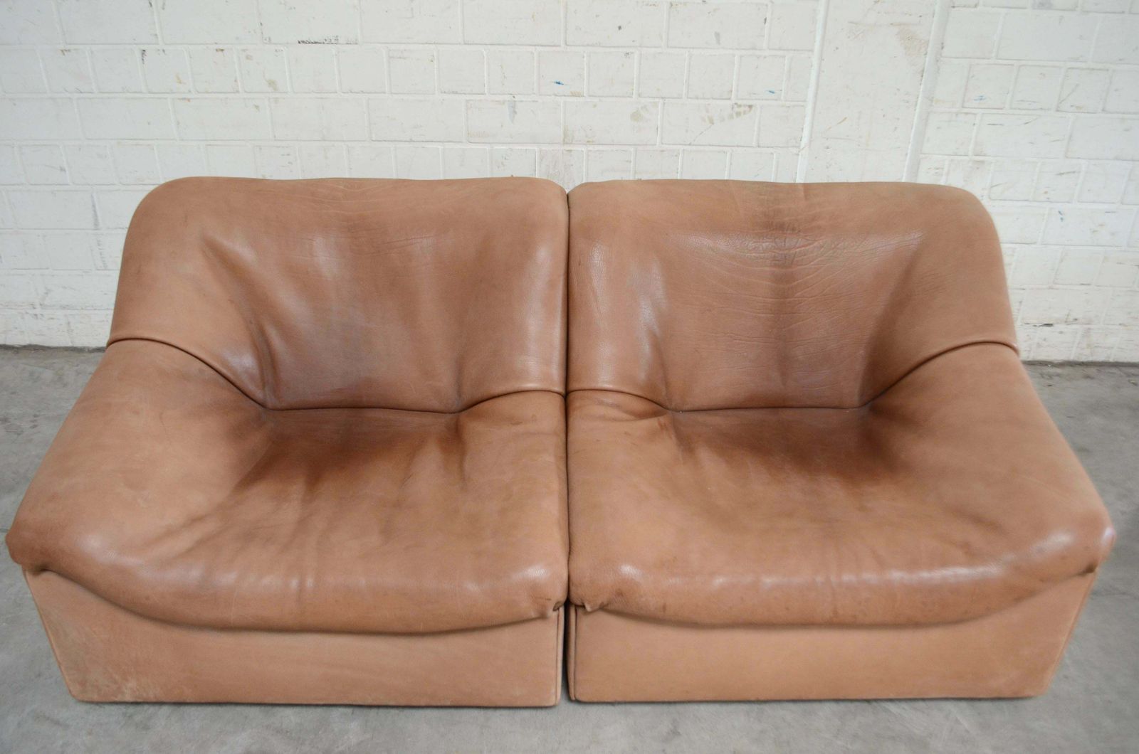 De Sede Ds 46 Loveseat Neck Leather Sofa Modul Brown photo for sale