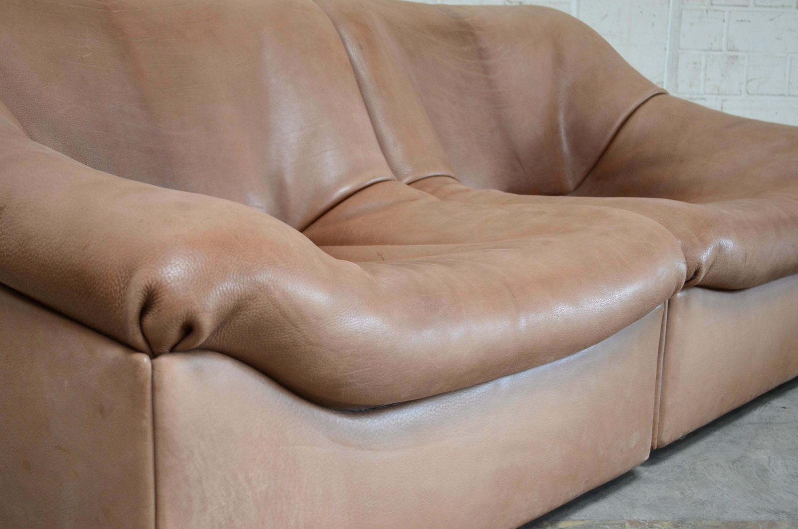 4758.0 De Sede Ds 46 Loveseat Neck Leather Sofa Modul Brown photo