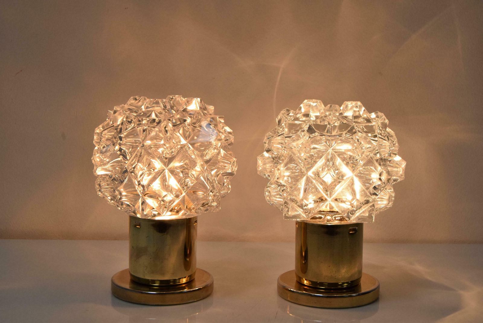 photo for sale Pair Of Design Table Or Wall Lamps By Preciosa, Kamenicky Senov, 1960's
