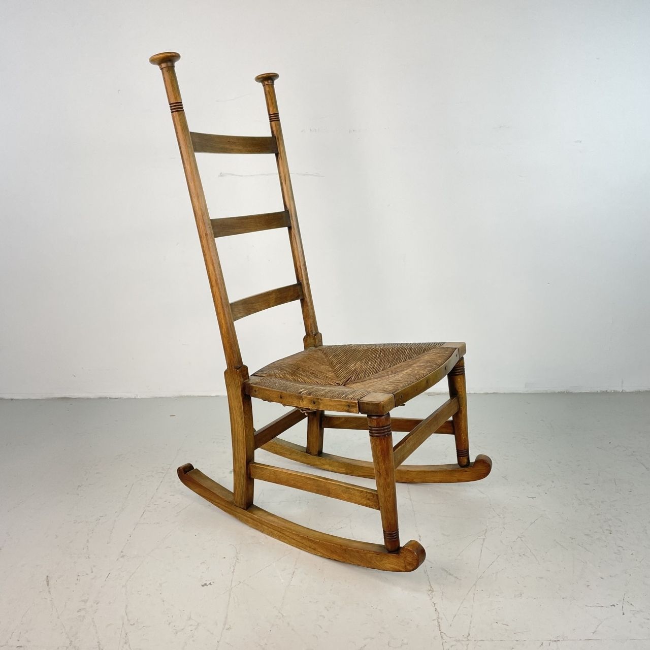 Arts And Crafts Beech And Cord Rocking Chair By Libertys