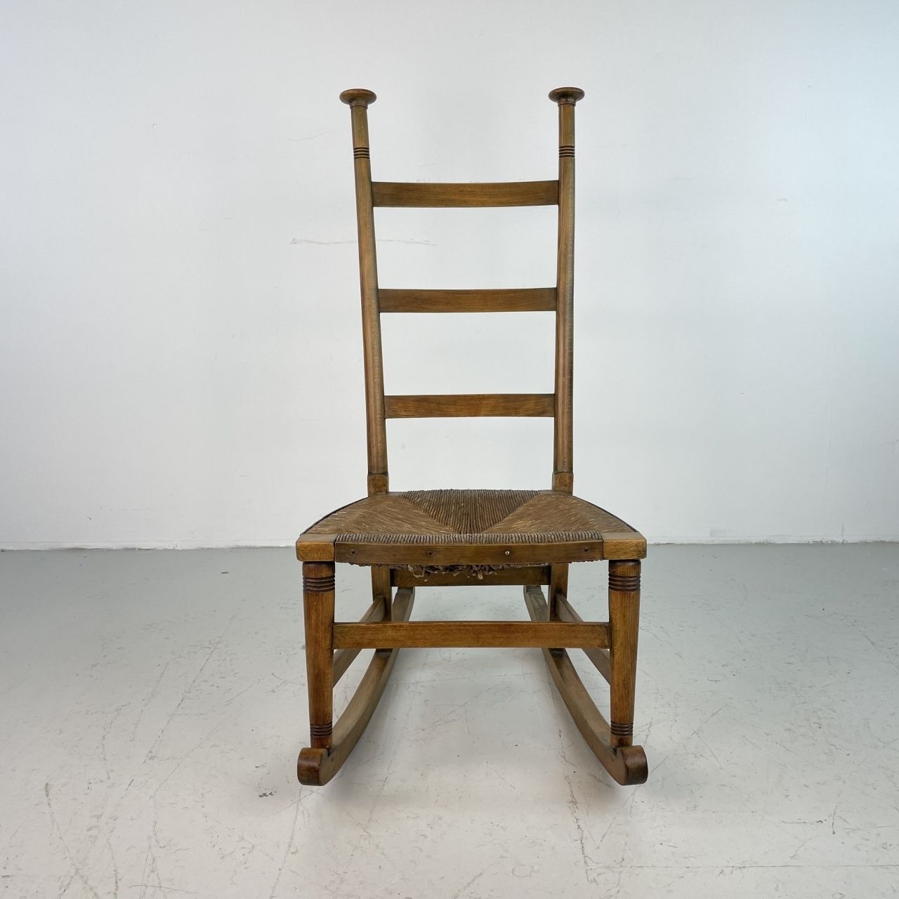 Arts And Crafts Beech And Cord Rocking Chair By Libertys photo 537.03