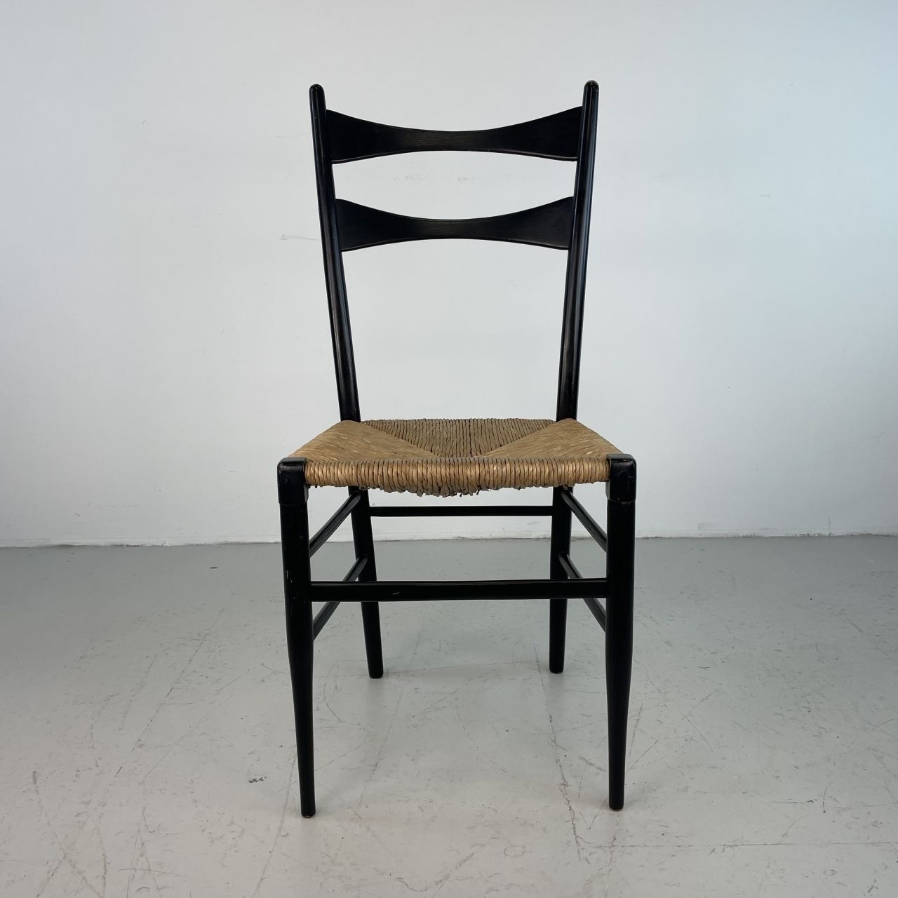 Midcentury Black Ebonised Gio Ponti Rope Chair photo furniture
