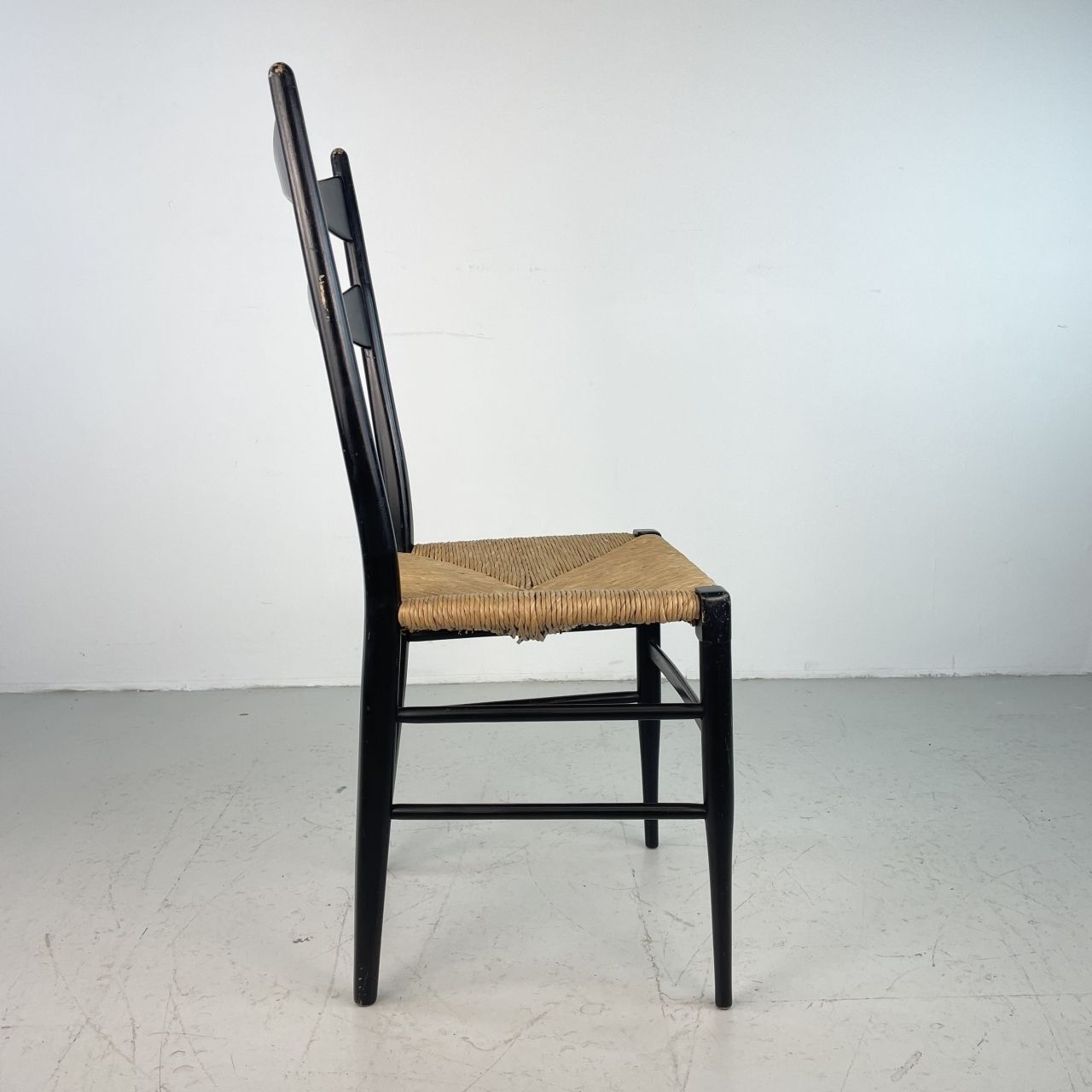 Midcentury Black Ebonised Gio Ponti Rope Chair photo 470.34000000000003
