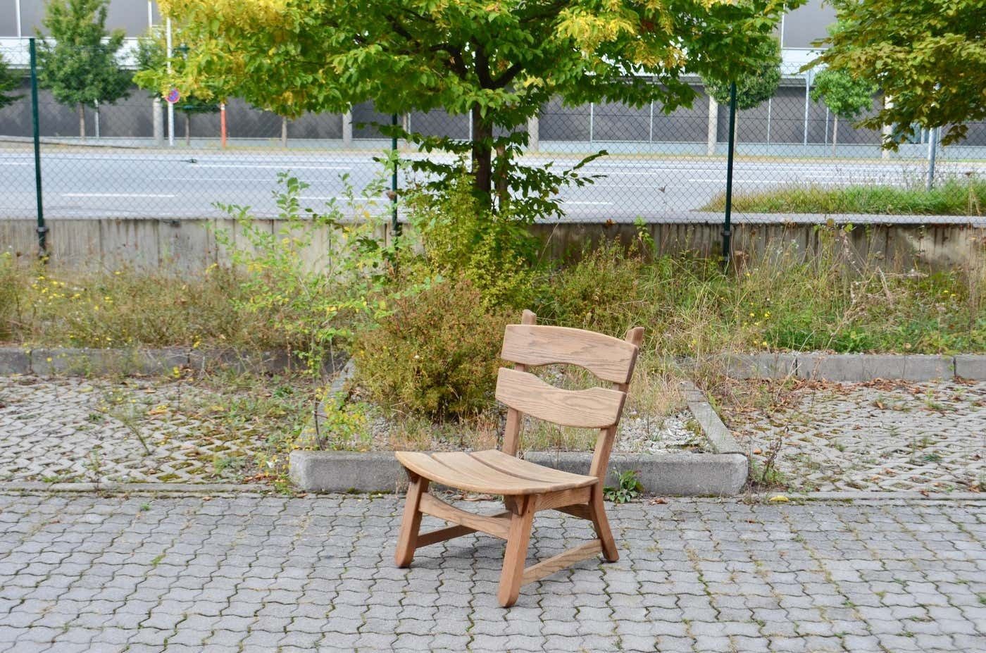 Awa Brutalist Fireplace Lounge Chair Oak photo vintage