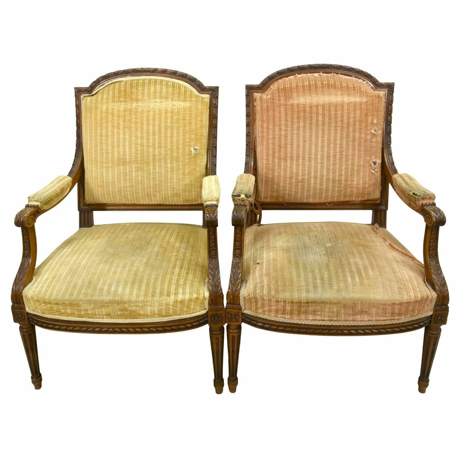 Living Room With Louis XVI Style Chairs And Armchairs 4 Pieces Late 19th Century In Walnut photo for sale