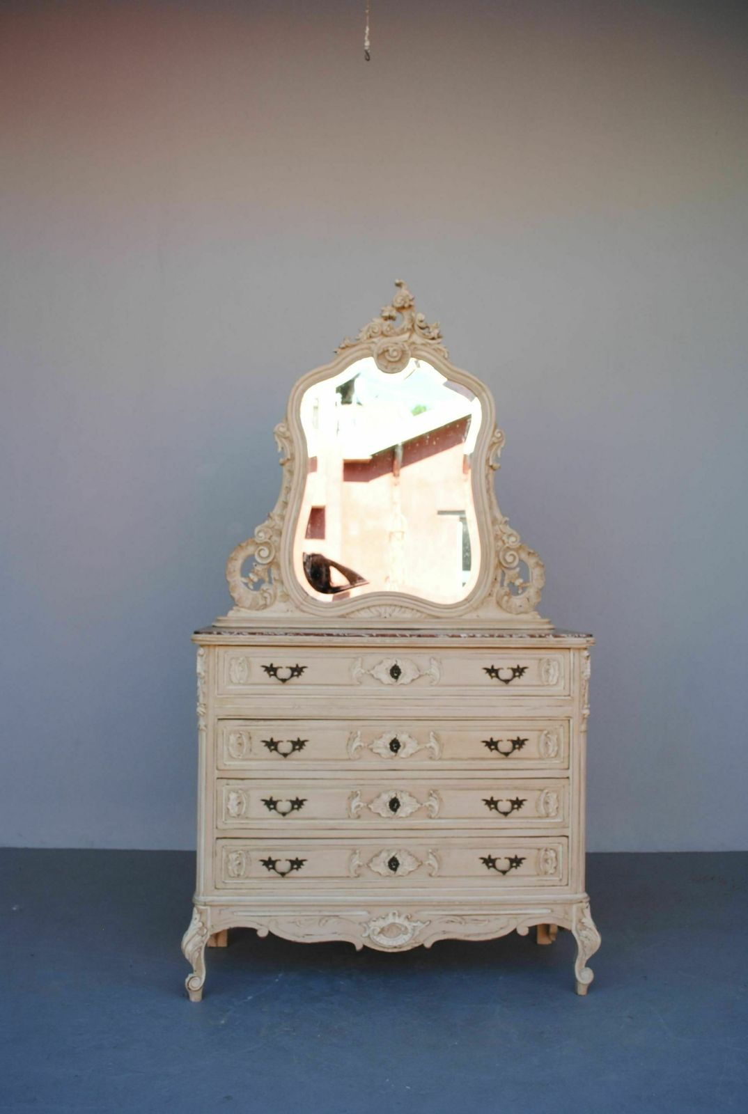 Gray Lacquered Louis XV Style Dressing Table Chest Of Drawers 1900 photo Furniture