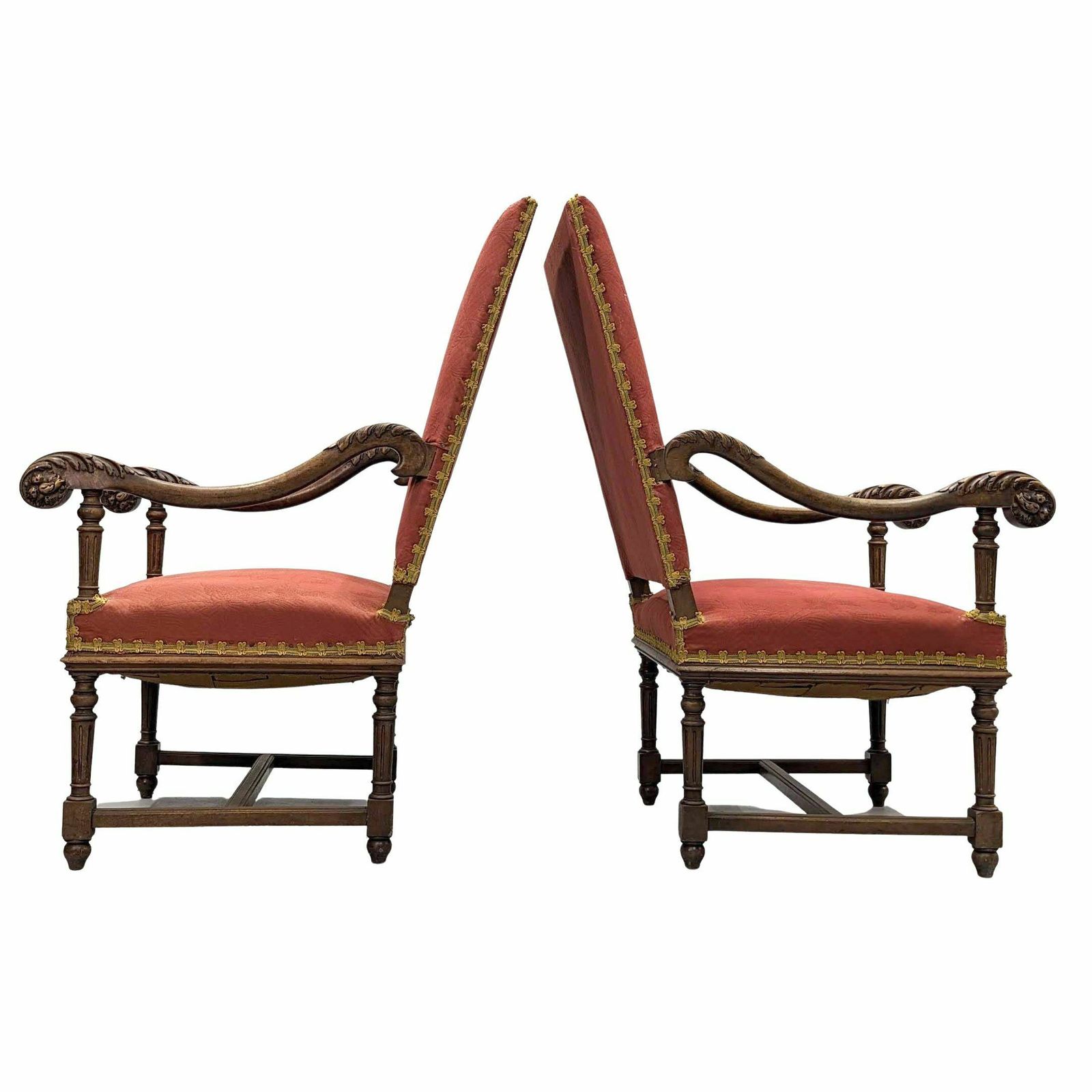 Pair Of Louis XIII Style Walnut Armchairs With Acanthus Leaves photo furniture