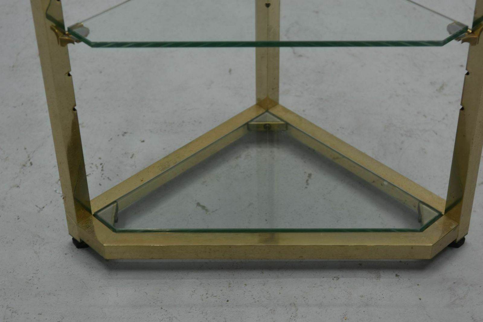 Hanging Corner In Vintage Brass And Glass From The 70s (Pair) photo Furniture