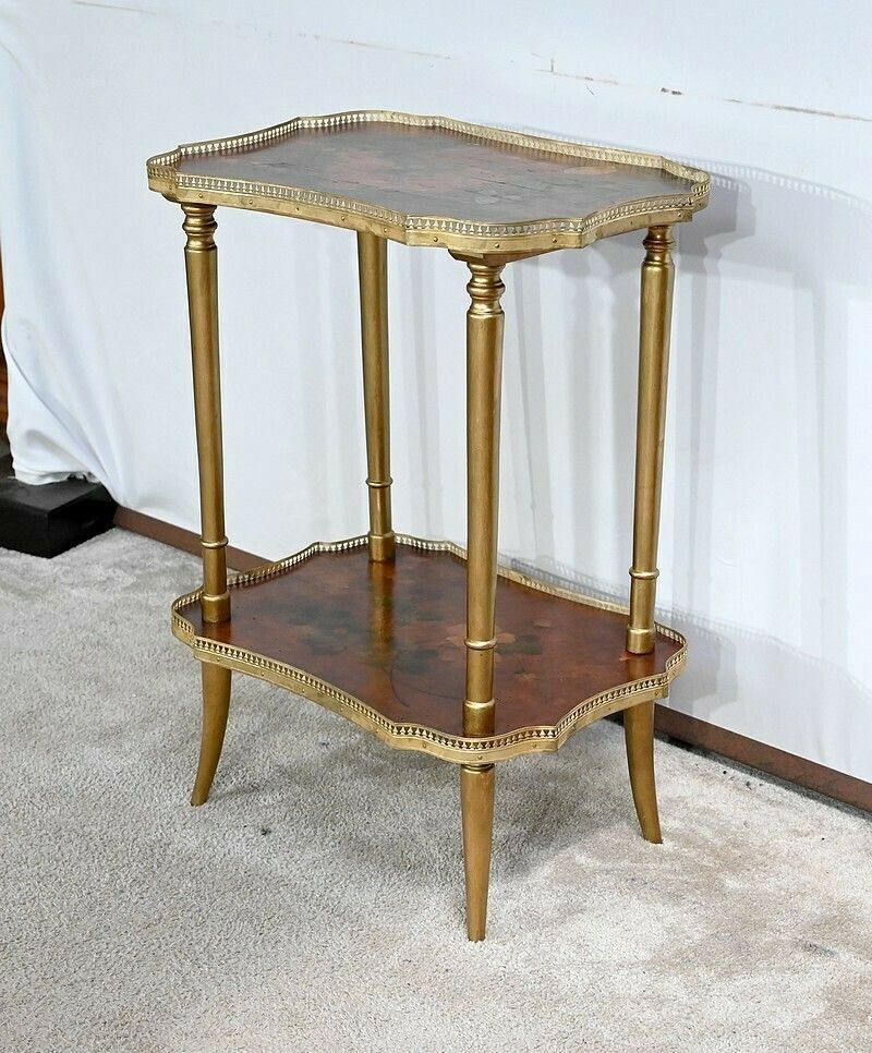Furniture Small Thuya Speckled Living Room Table With Painted Decoration – 1920 photo