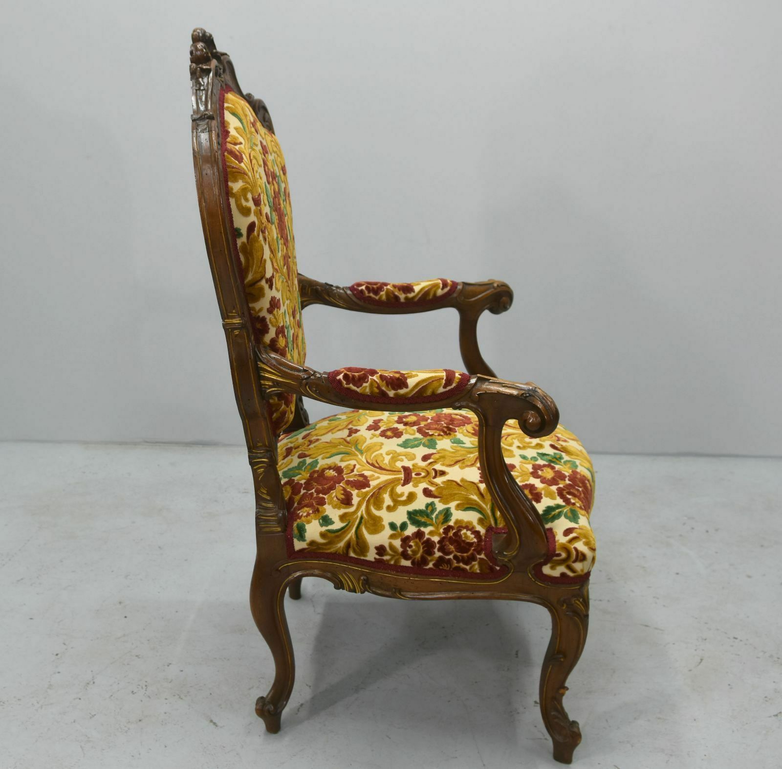 Louis XV Style Carved Walnut Armchairs Late 19th Century (Pair) photo Furniture