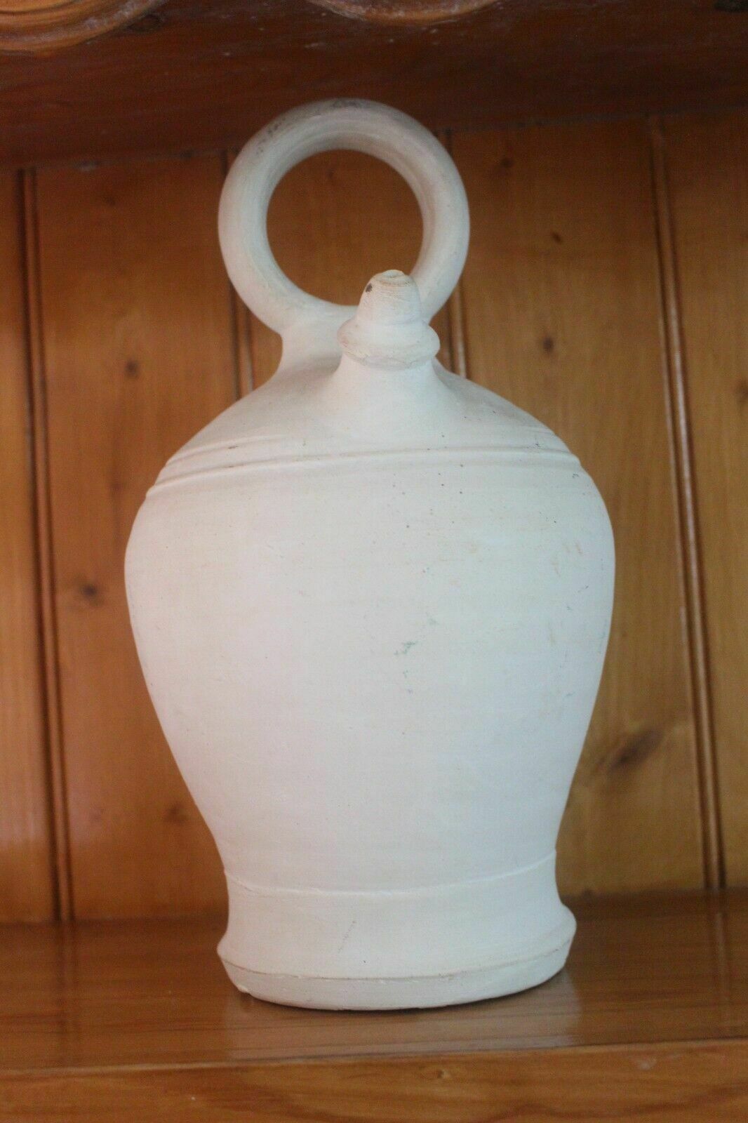White Antique French Glaze Jug 19th C Hand Turned Clay Stoneware Hand Pot photo Home Decor