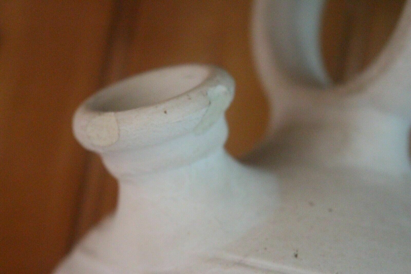 White Antique French Glaze Jug 19th C Hand Turned Clay Stoneware Hand Pot photo 89.0