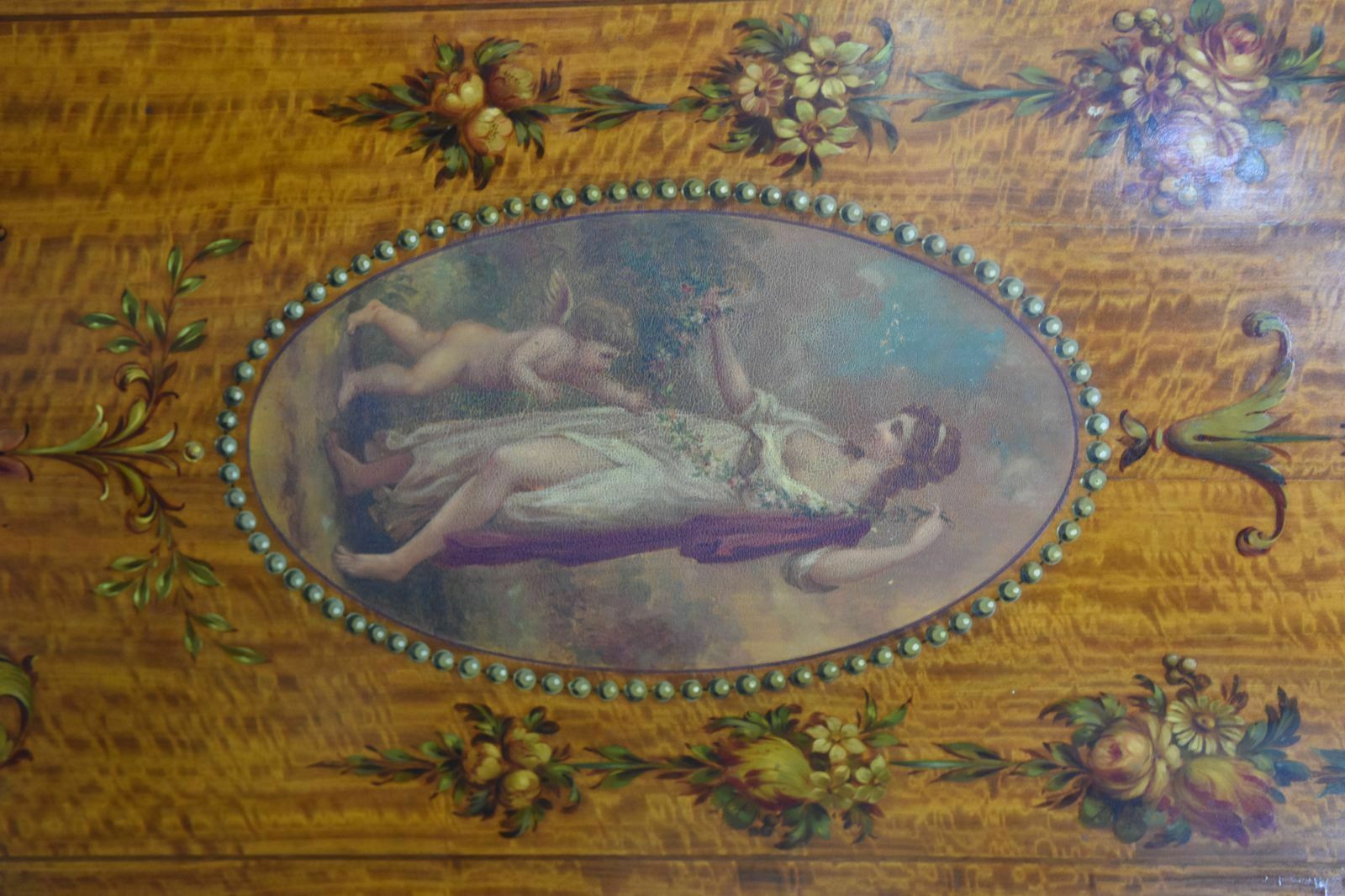 photo furniture English Mirror Cabinet In Satin Mahogany Painted From The 19th Century
