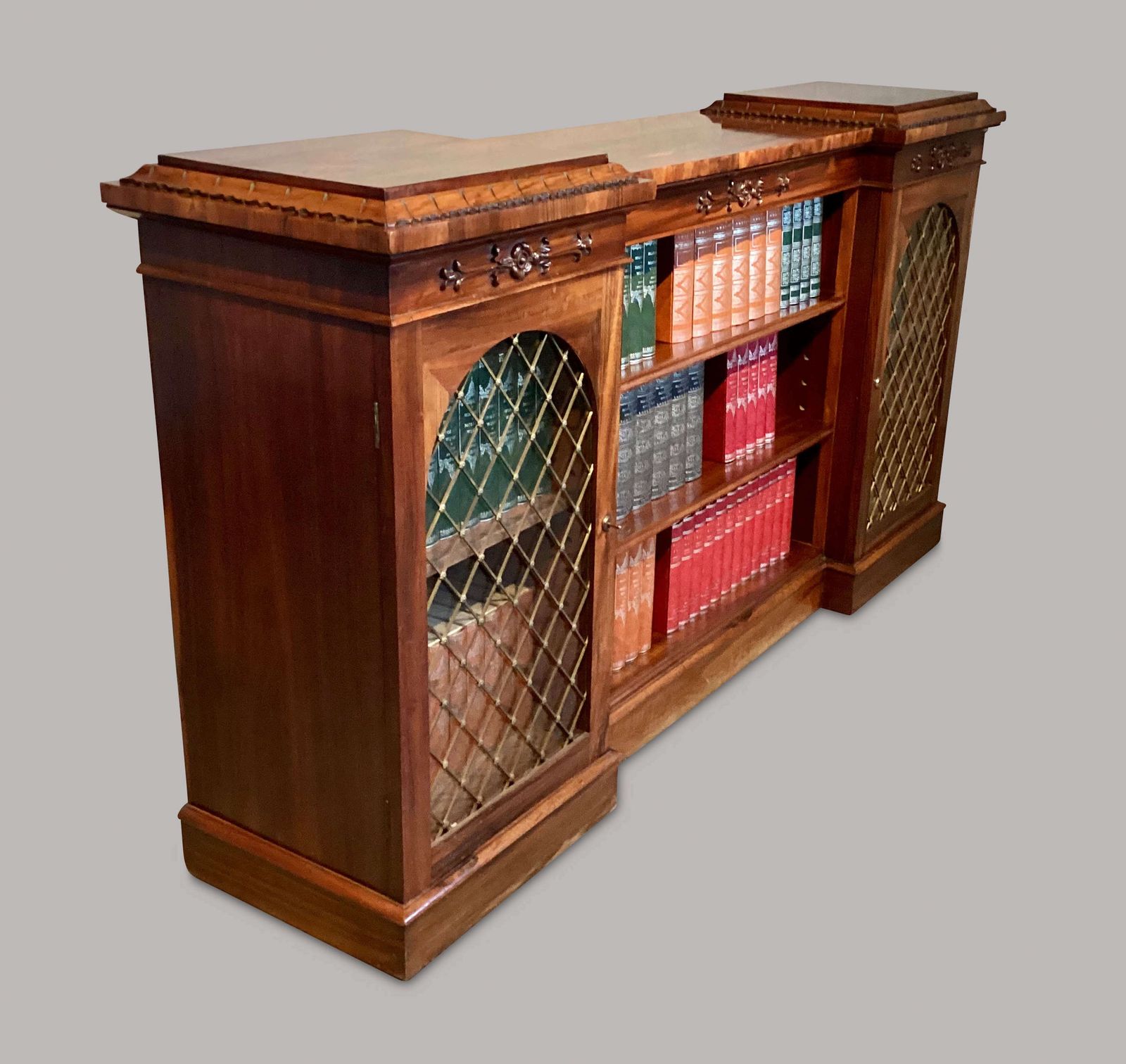 photo vinterior Handsome Regency Inverted Breakfront Bookcase / Cabinet
