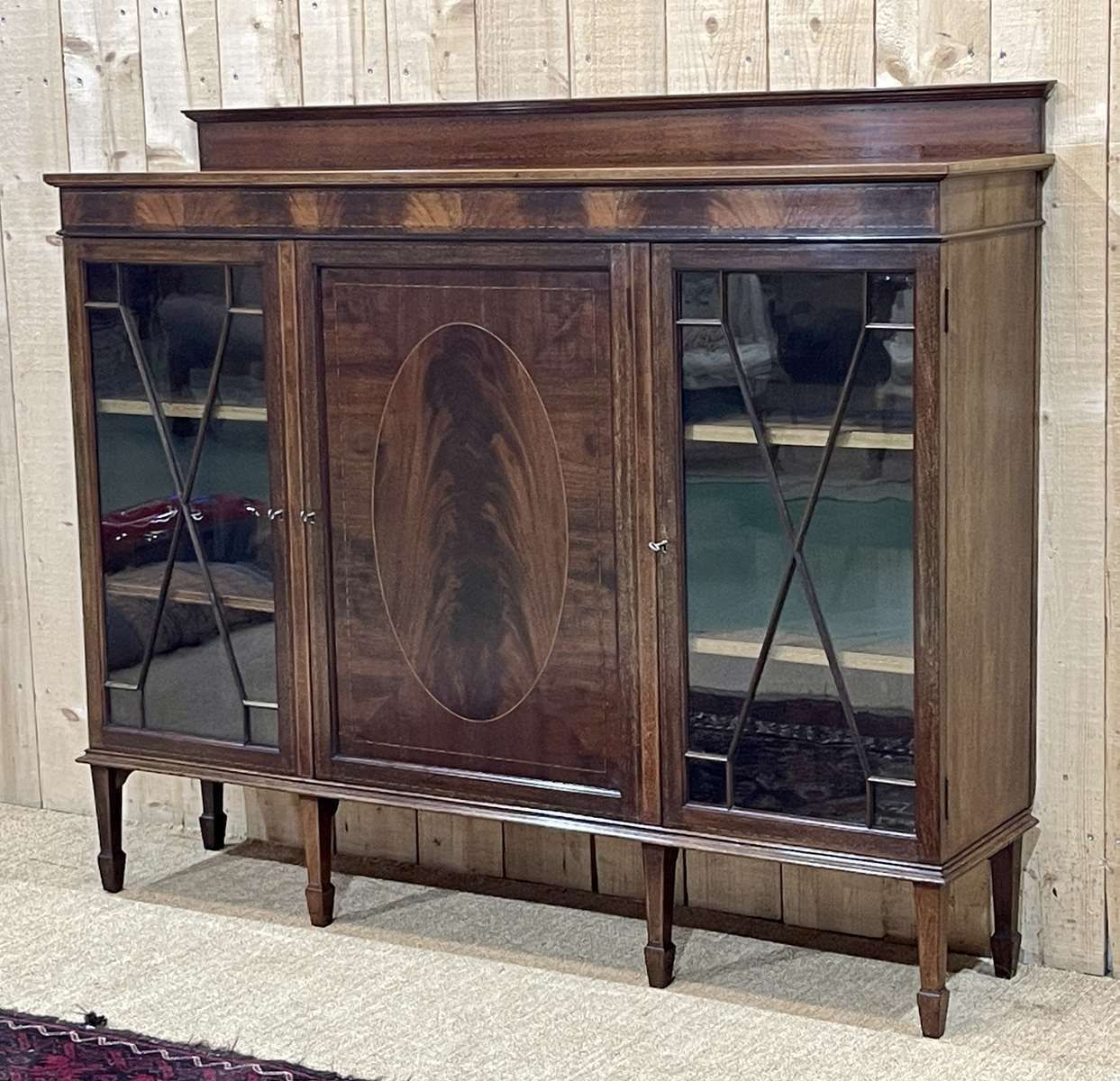 photo for sale English 3 Door Mahogany Bookcase, 1950s