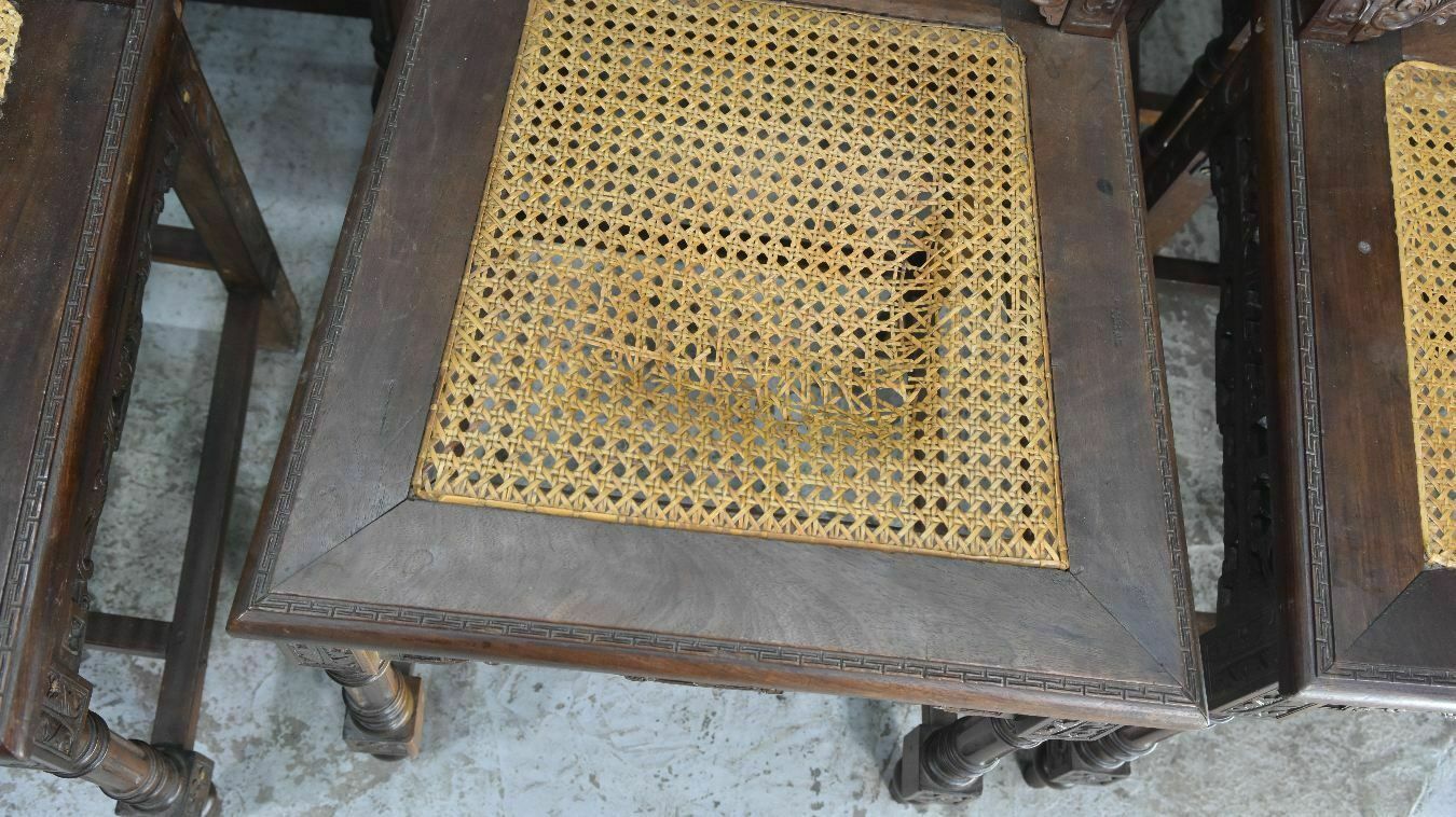 Series Of 6 Indochinese Rosewood Chairs Decorated With Dragons. photo buy