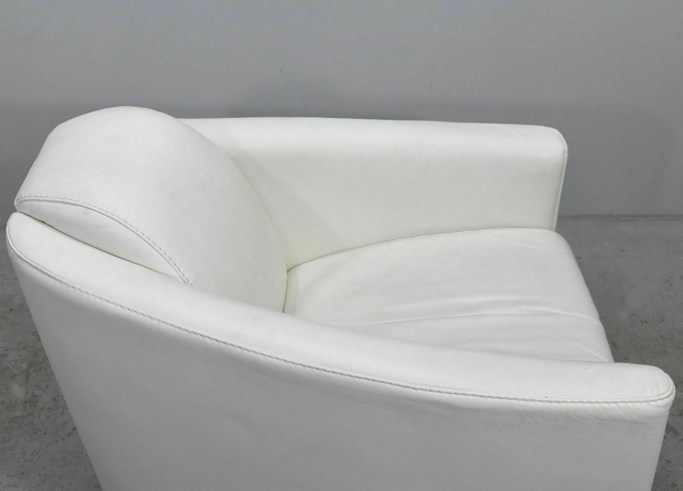 Club Armchairs In White Leather And Stainless Steel Art Deco Style (Pair photo Furniture