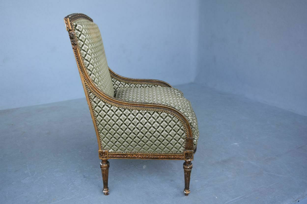 Louis XVI Style Gilded Shepherdess Armchair Late 19th Century photo for sale