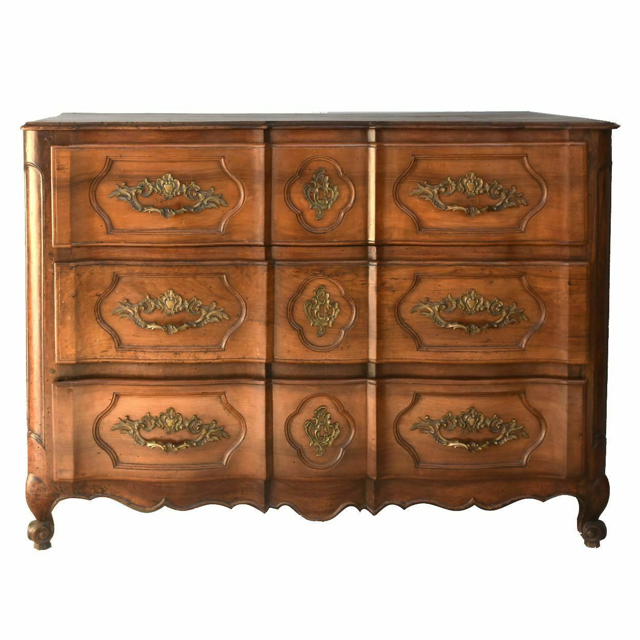 Louis XV Crossbow Chest Of Drawers In Walnut, 18th Century,