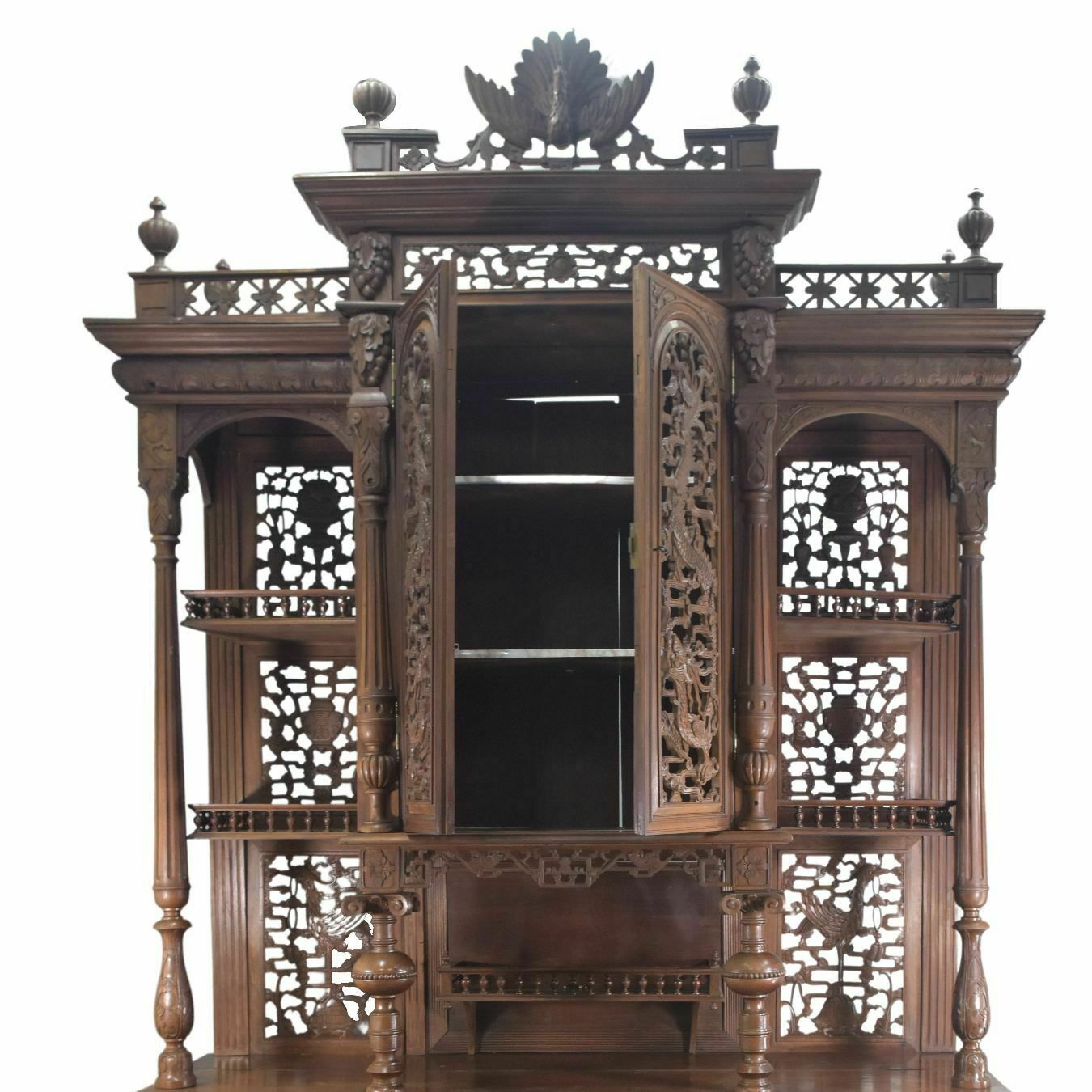 Spectacular Bahut Two Indochinese Bodies Decorated With Rosewood Dragons photo for sale