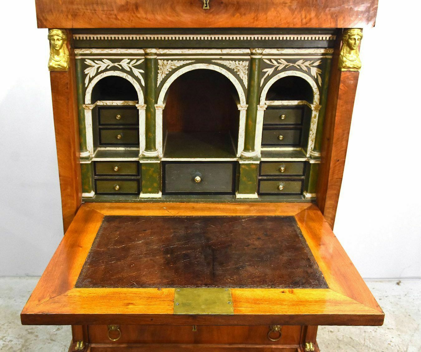 Empire Style Flamed Mahogany Secretary From The 19th Century photo Furniture