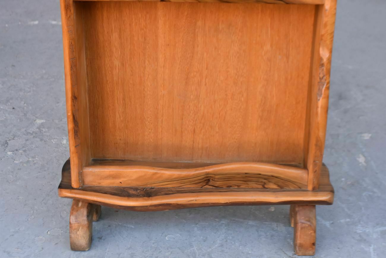 Bibus Free Form Brutalist Bookcase In Olive Wood photo vinterior