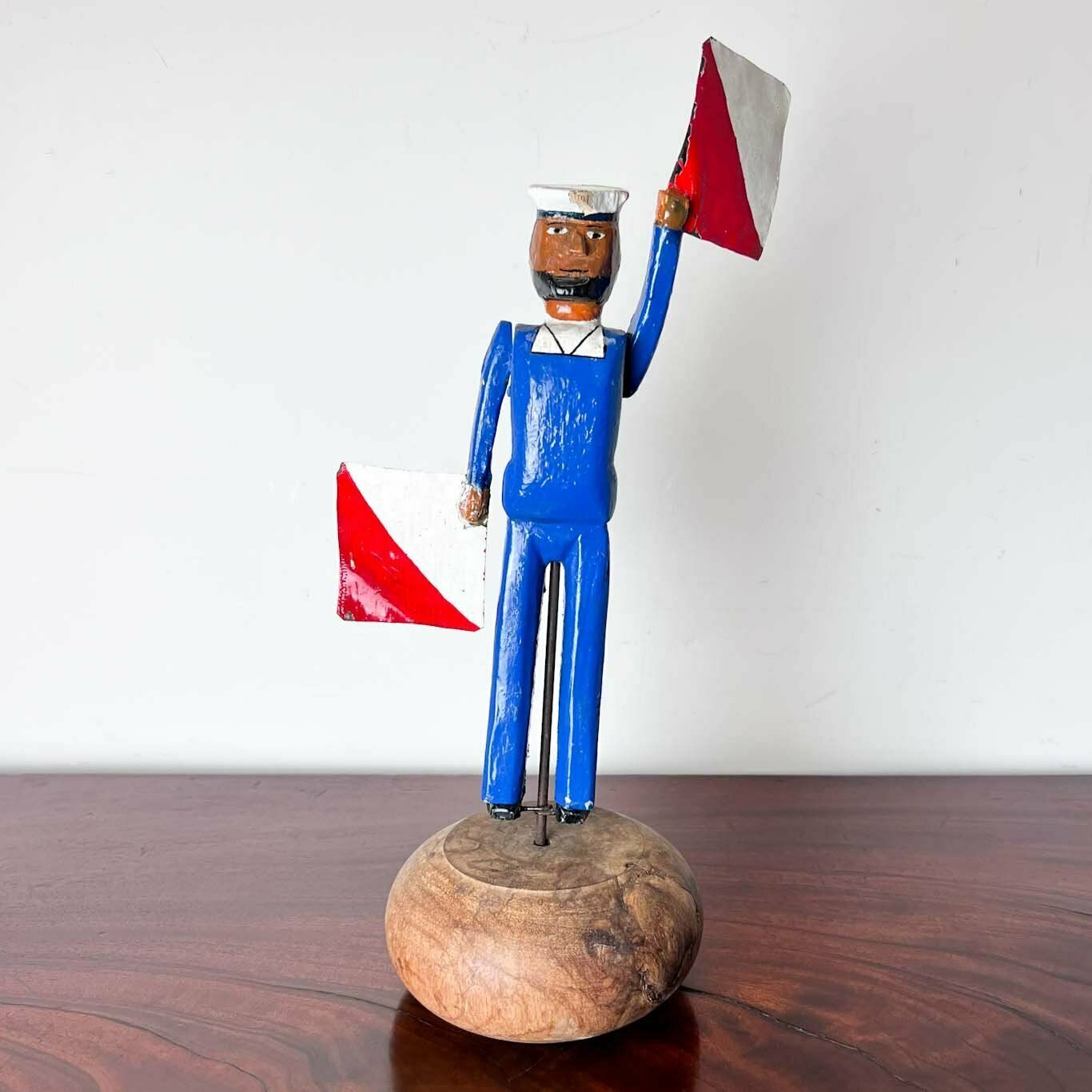 Antique Folk Art Whirligig Sailor Signalman photo furniture