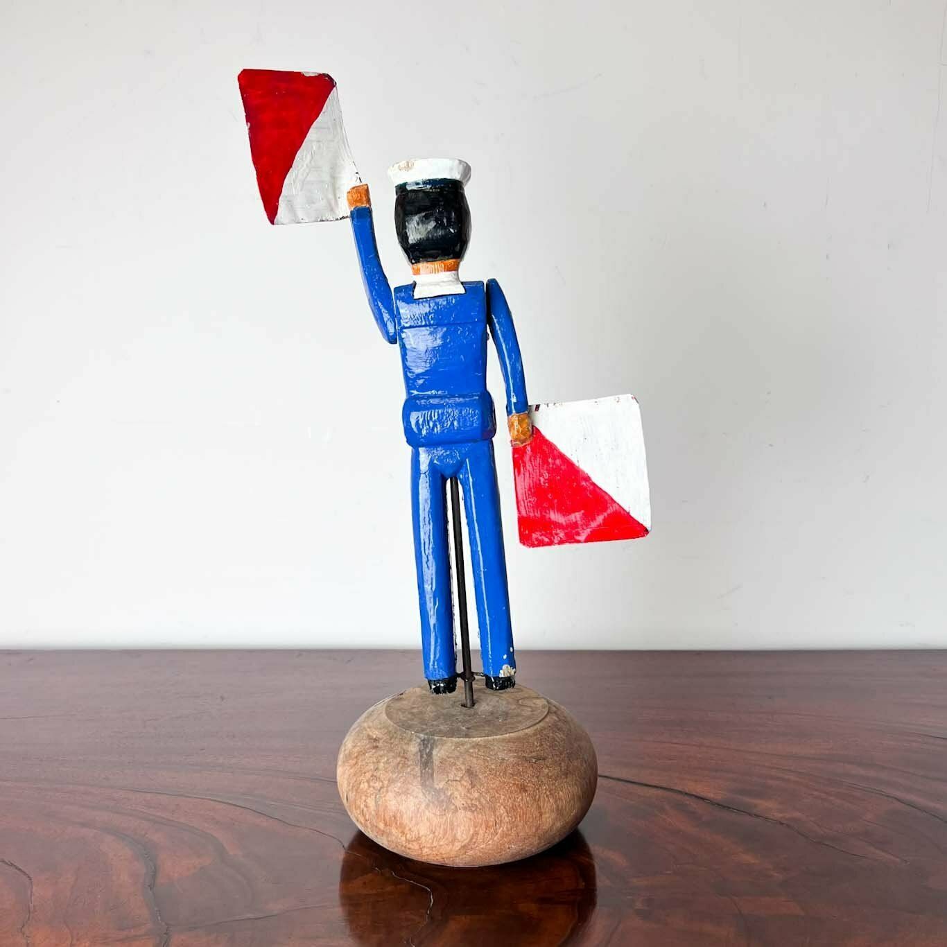 Antique Folk Art Whirligig Sailor Signalman photo Art