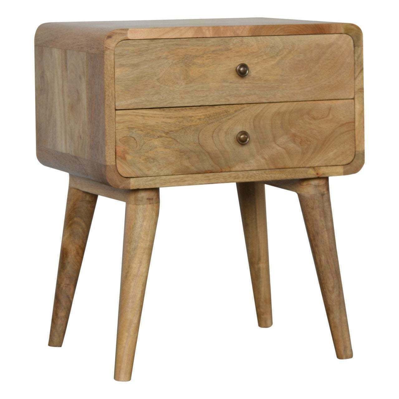Mid Century Modern Style 2 Drawer Curved Bedside photo furniture