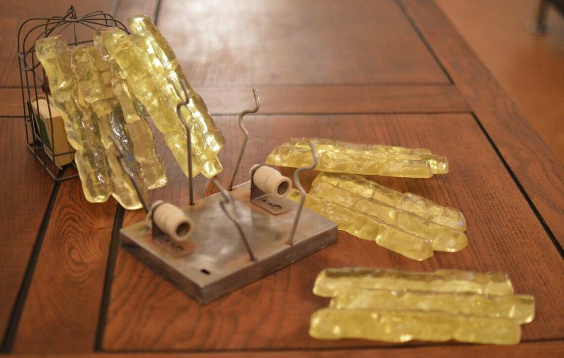 photo furniture Vintage Ice Glass Wall Sconce/Lamp , Mid Century, Kalmar, Kaiser Leuchten,Doria,Limburg Era Germany 1970s