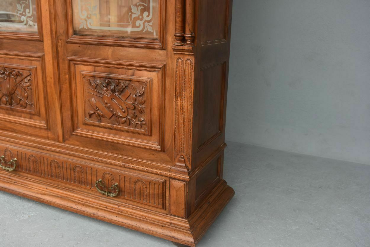 Renaissance Style Bookcase In 19th Century Walnut photo vintage