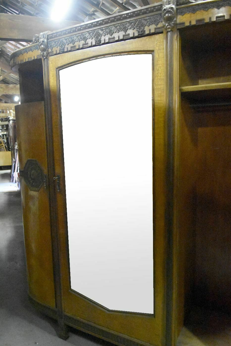 Mirror Cabinet 1900 Art Nouveau Mahogany And Maple Burr photo Furniture