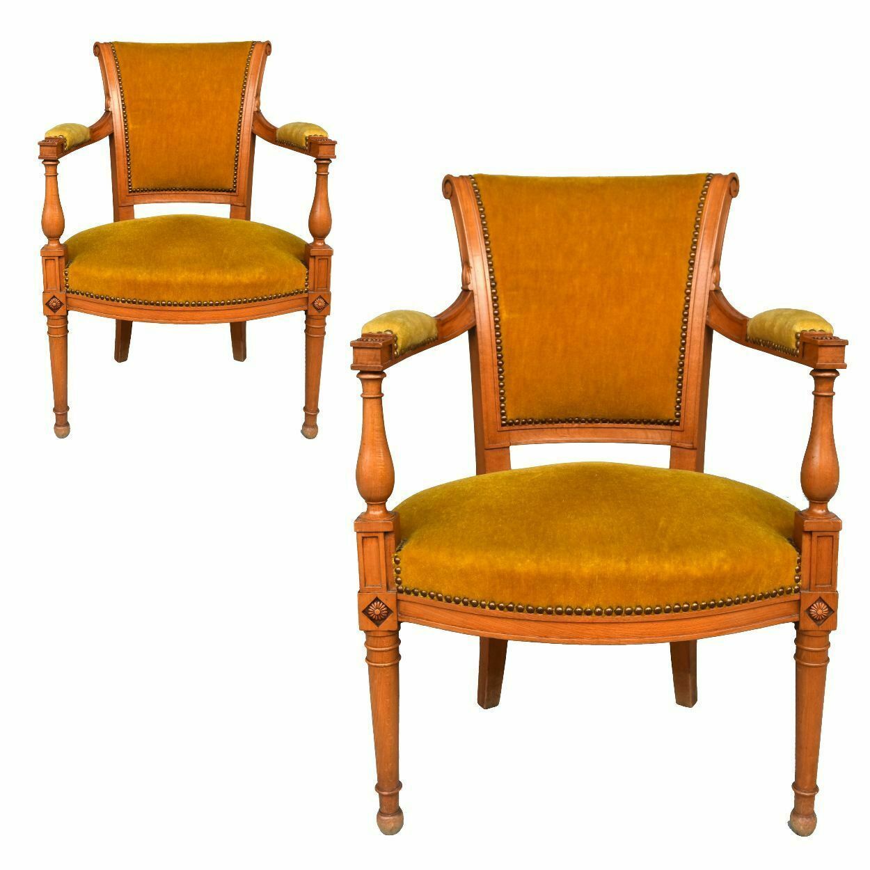 Directoire Style Armchairs In Velvet Cherry (Pair)