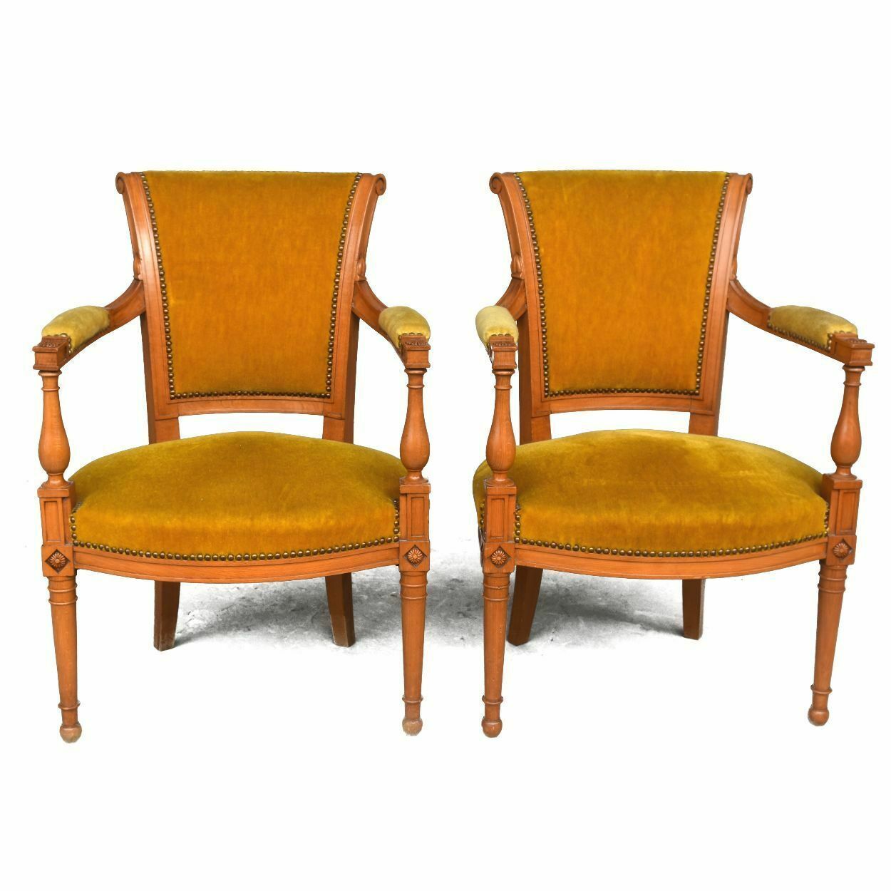 Directoire Style Armchairs In Velvet Cherry (Pair) photo furniture