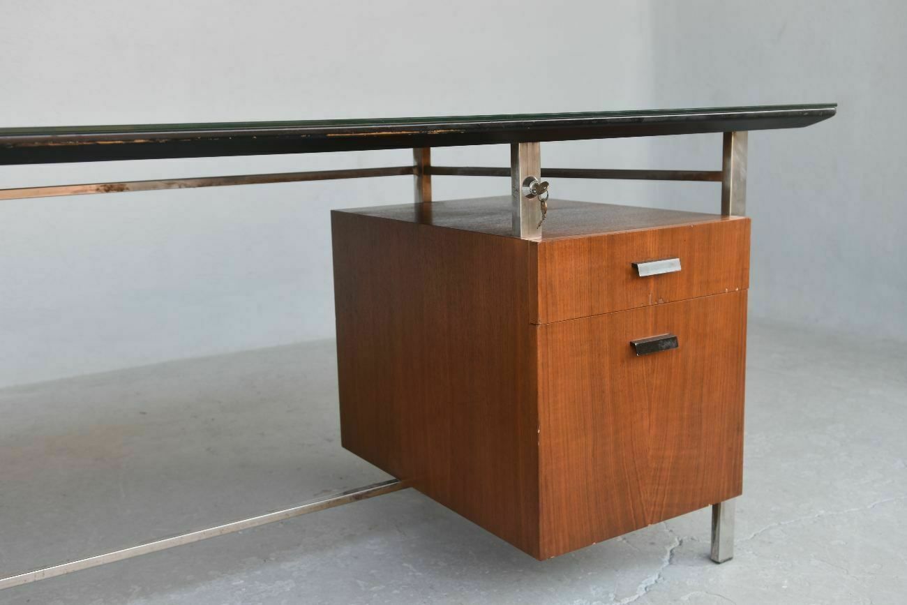 Rosewood And Chrome Presidential Desk 1960s photo 4861.0