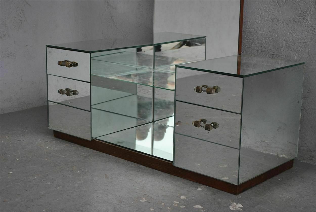 1940 Style Mirror Dressing Table 6 Drawers photo vinterior