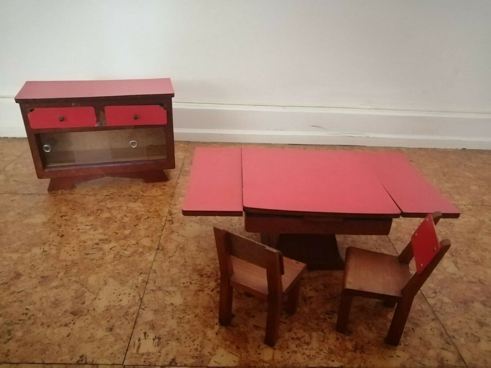 Set Of Miniature Kitchen From The 60s. In Wood, Glass And Formica. Very Rare photo buy
