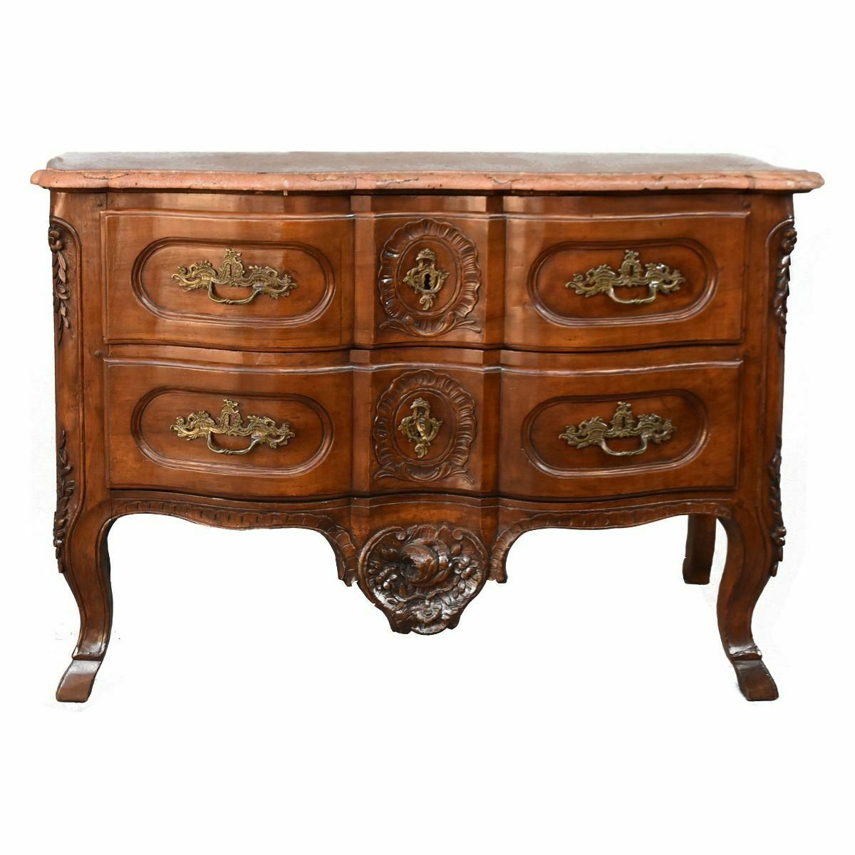 Crossbow Shaped Walnut Jumping Chest Of Drawers, 18th Century