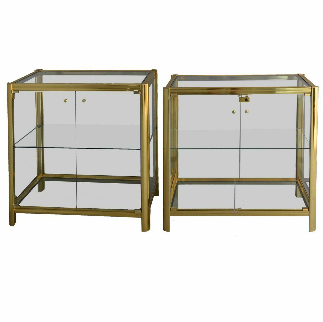 Vintage Chrome And Gold Metal Designer Display Cases (Fake Pair)
